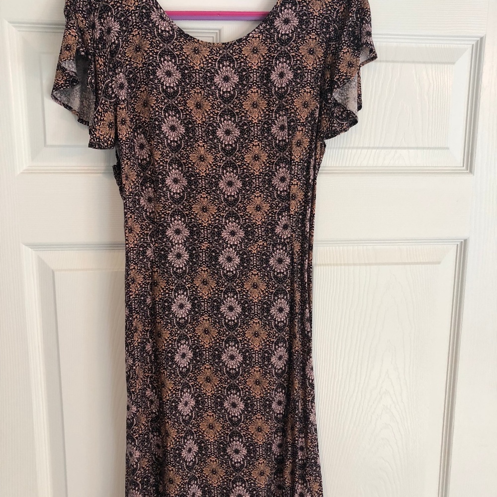 NWT! Pink/ Orange printed open back dress